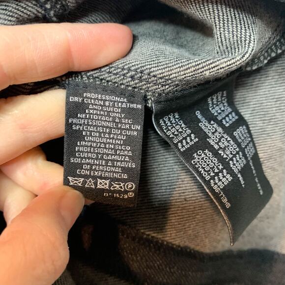 RALPH LAUREN BLACK LABEL denim bodycon mini dress lamb leather sleeve 2842 - Picture 11 of 13